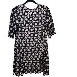 Kate Spade Shift Dress 0 Daisy Crochet Lace Floral Black 3/4‎ Sleeves Wedding